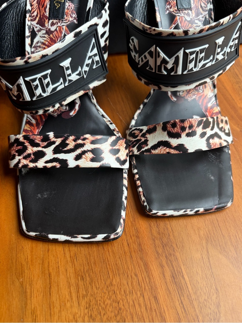 CAMILLA Franks Leopard Tiger Print Block Heel Sandals EU 40 US 9.5 Sample - Picture 9 of 16